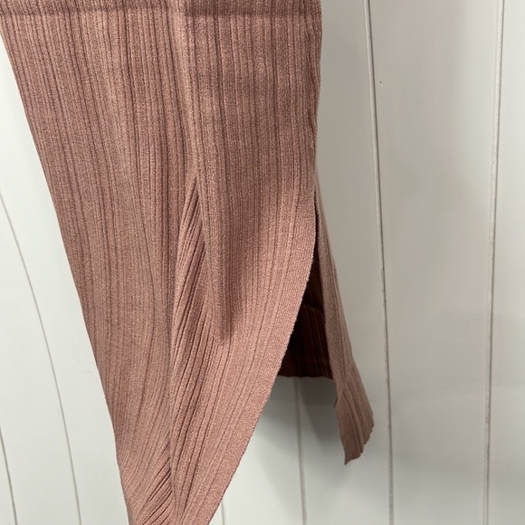 🆕Hem & Thread Ribbed Dress Bodycon Split Sides Button Down Mauve Rose Color - Picture 6 of 8